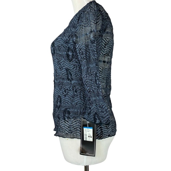 JTB brand floral mesh overlay silver elbow length shirt size medium - Picture 2 of 7